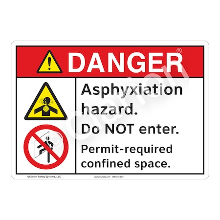 Danger Asphyxiation Sign (F1146-)|Weatherable Polyester 18" X 12" Self Adhesive Back|ANSI Signs|Sign for Manufacturing, Medical, Power Stations, Chemical Plant, Fuel Storage, Public Buildings